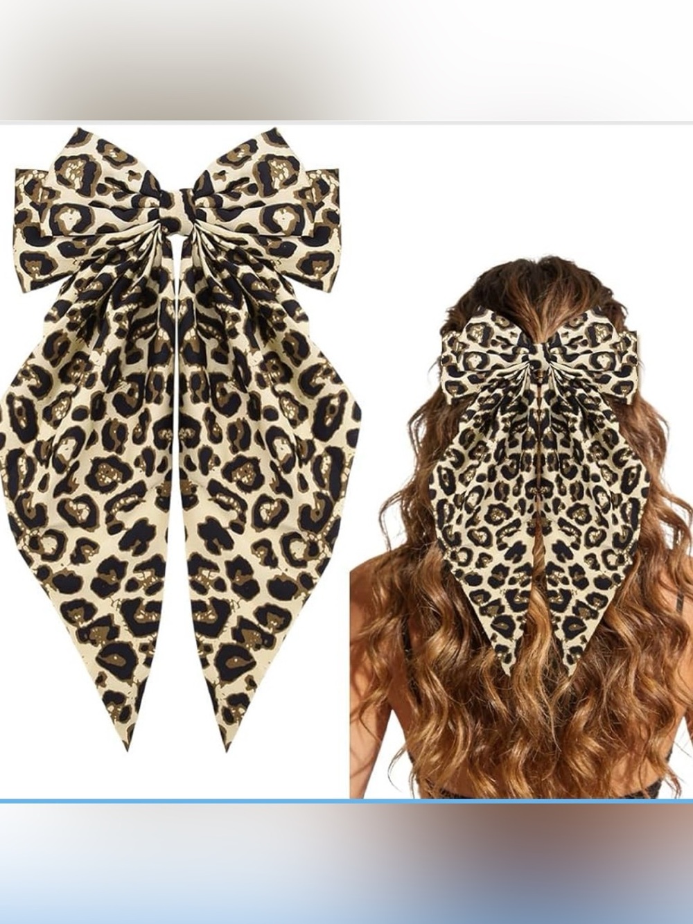 Large Silk Leopard Print Bow - Choose 1 - Picture 3 of 10
